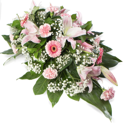 Single Ended Spray SYM-303 - This single ended spray is made using a mix of pink and white flowers. Same day delivery may not be possible on this design – please contact us to discuss your requirements.